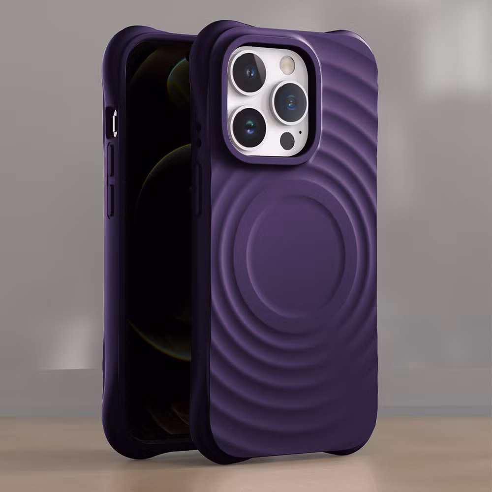 3D Wave Satin Ruffle Pattern Phone Case for iPhone 15 PRO Max Magnetic Solid Cover