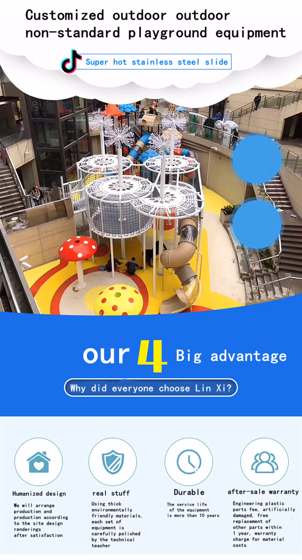 Large Outdoor Playground Equipment Children′s Amusement Park Community Plastic Slide Game Forest Series