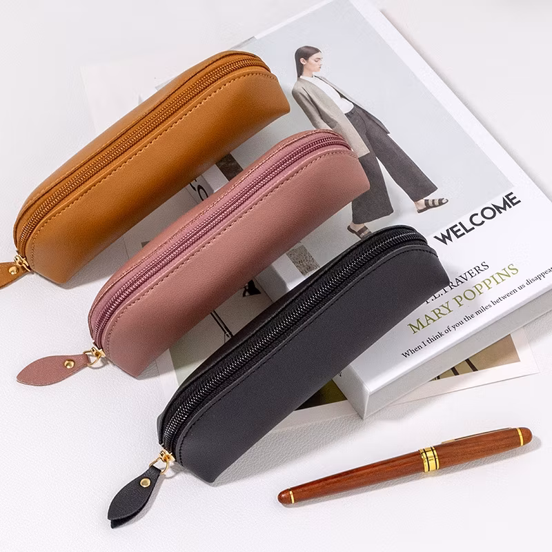 Fashion Pencil Case Leather Pencil Bag Organizer Pencil Pouch Office Pen Case