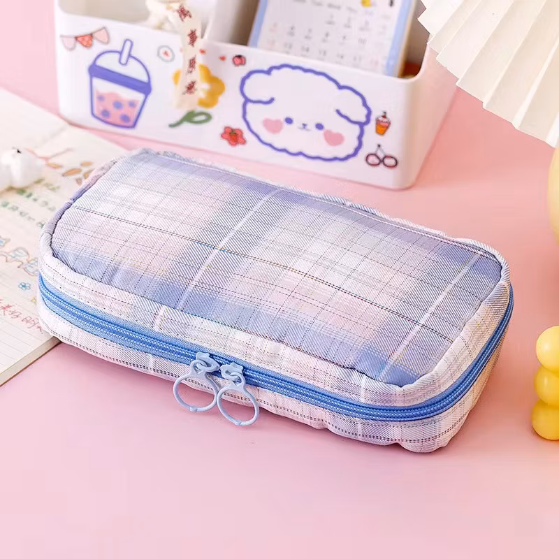Big Capacity Fashion Cute School Student Multifunction Blank Canvas Pencil Case