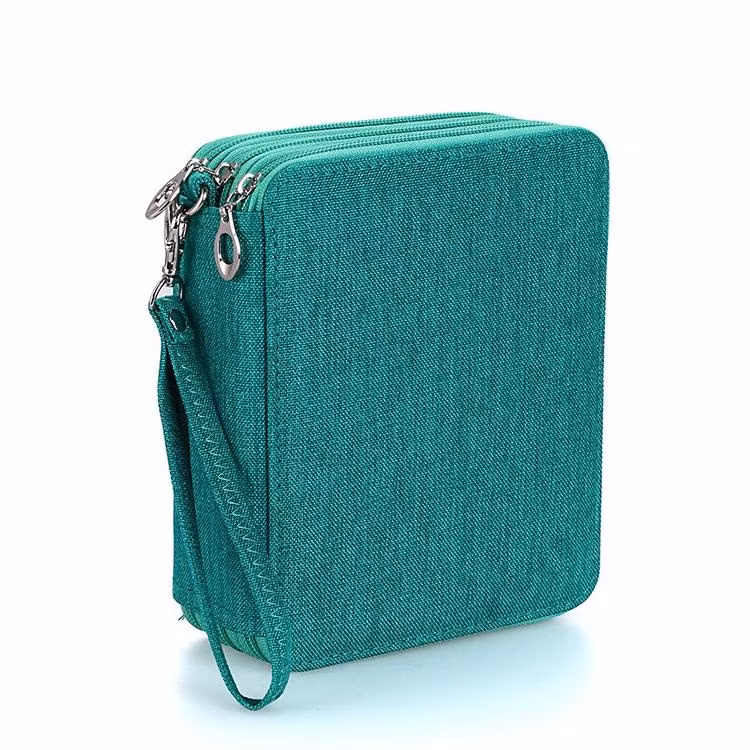 Spacious Purple Canvas Pencil Case for Gel Pens