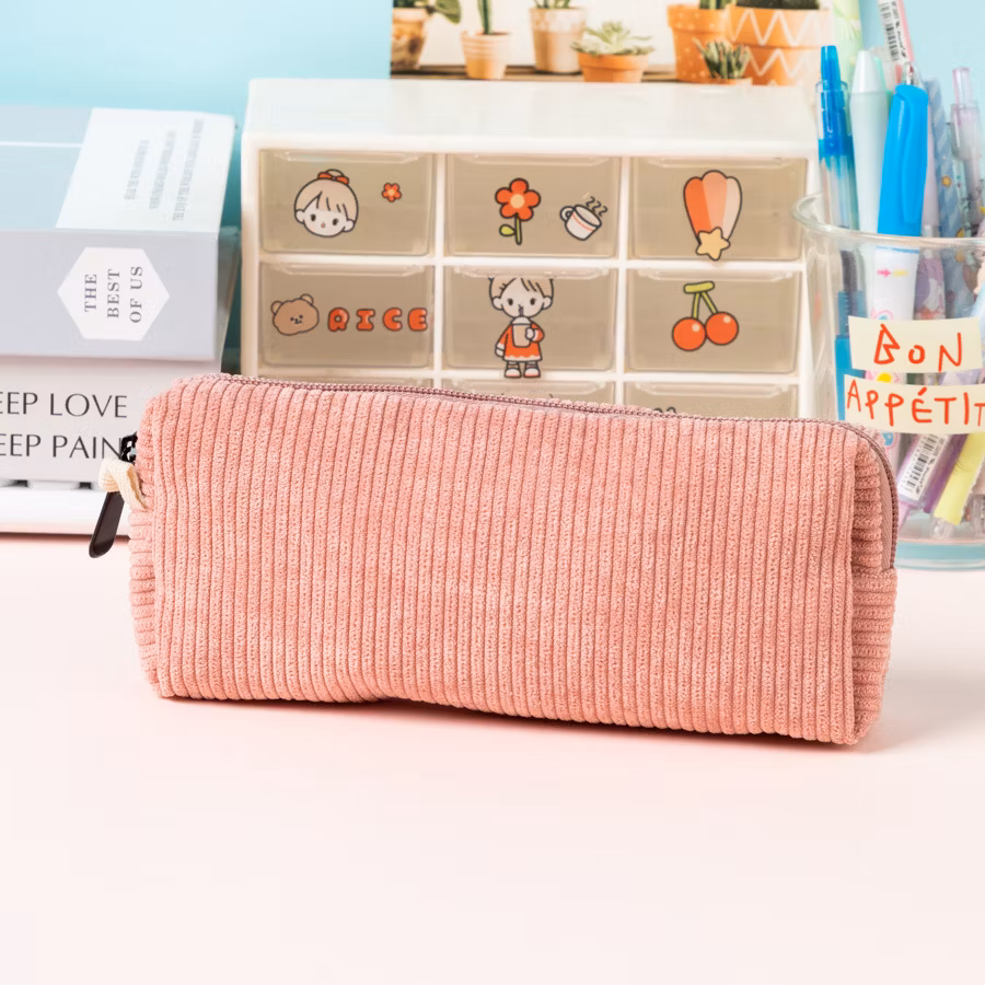 Stylish Corduroy Pencil Case Bag for Artists and Students