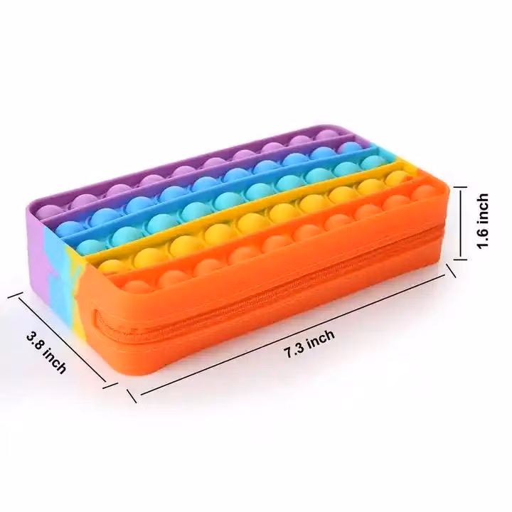 Pop It Silicone Waterproof School Pencil Case Box for Kids