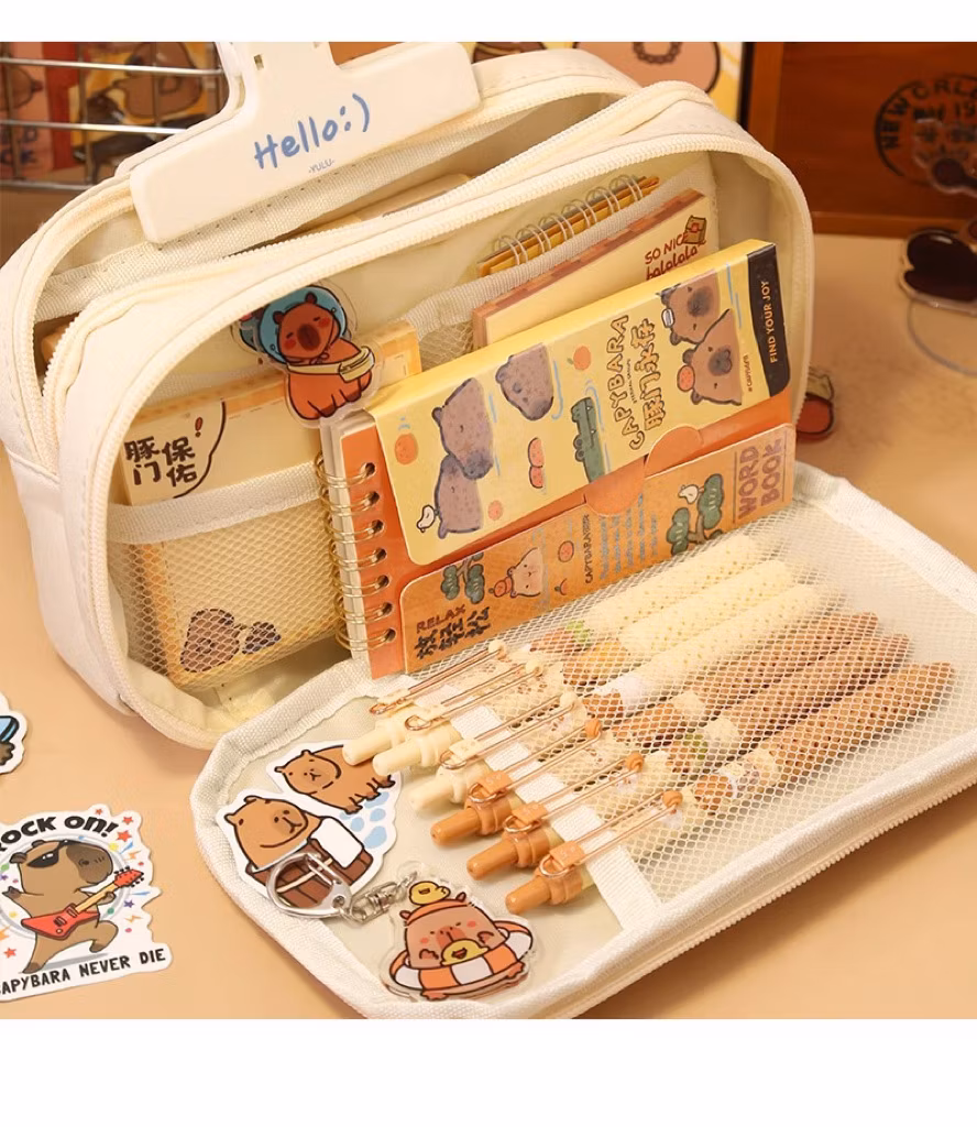 Large Capacity Student Capybara Pencil Case Cartoon Pencil Case