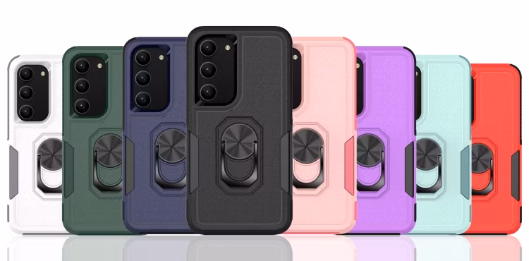 Rugged Case with Ring Stand for iPhone 14 Plus Samsung S20fe S21fe S23fe F12 M12