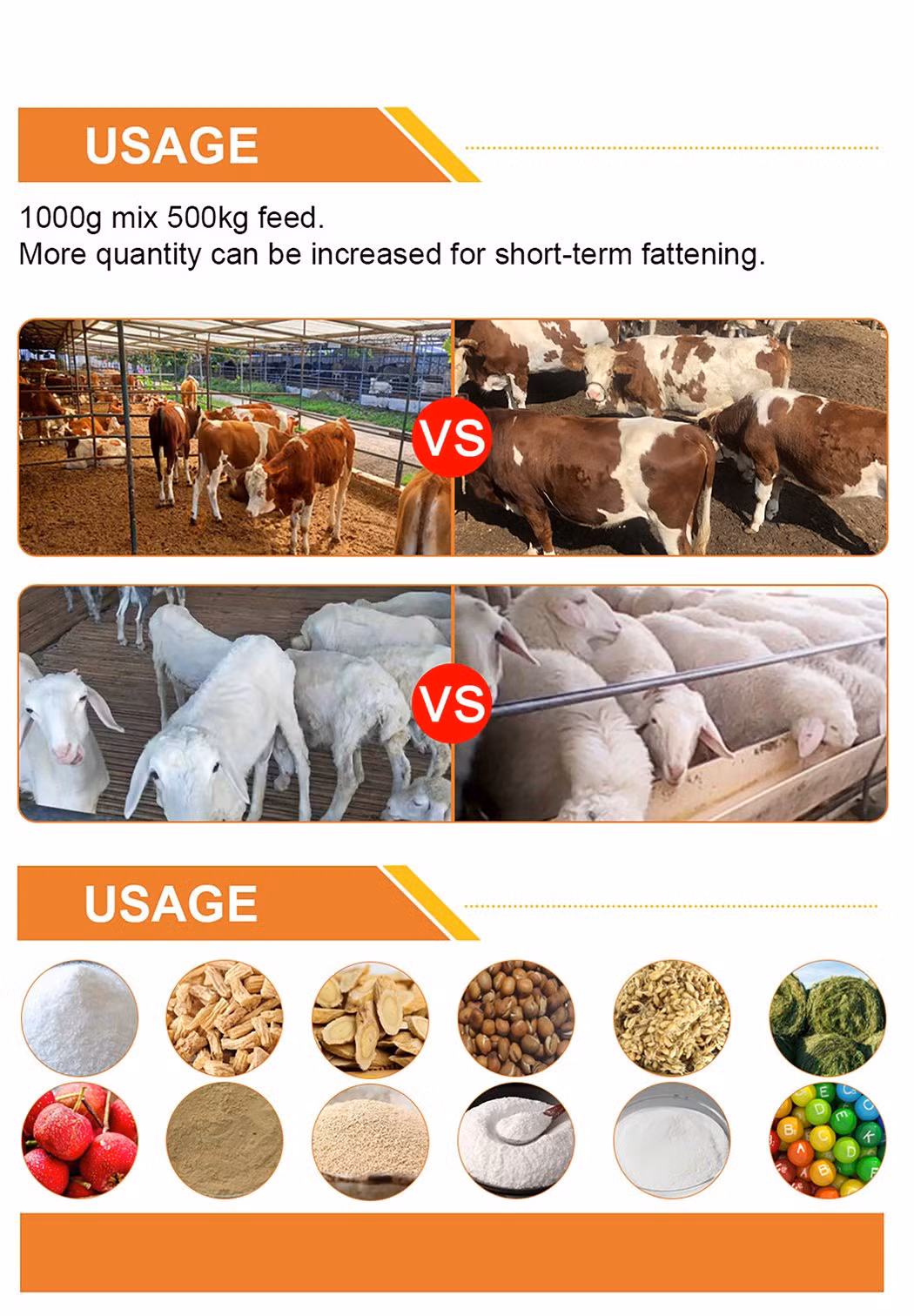 Safe Growth Promoting Feed Additive for Ruminants Cattle Sheep Cow Goat