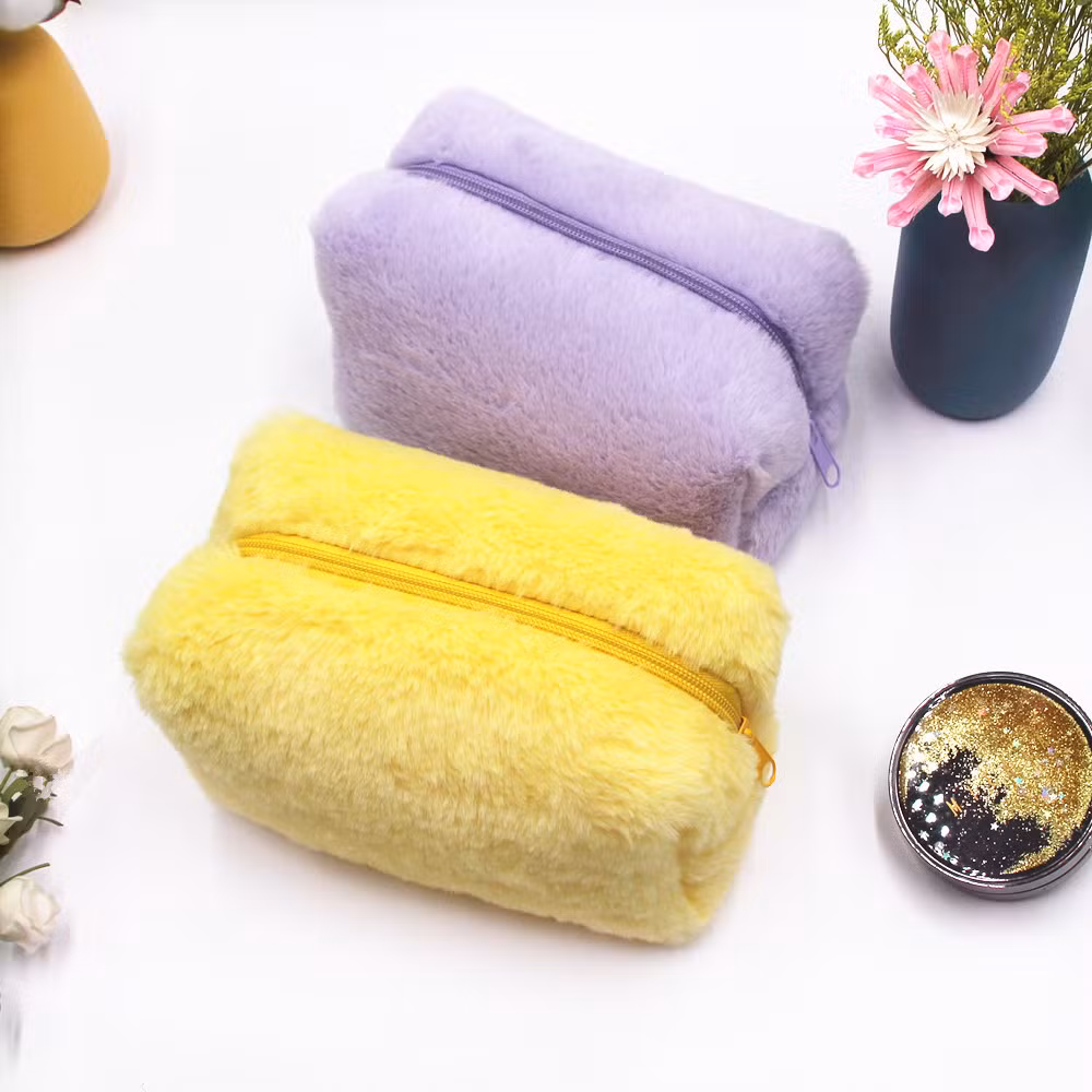 Cute Macaron Candy Colored Plush Pen Case Student Plush Pencil Case