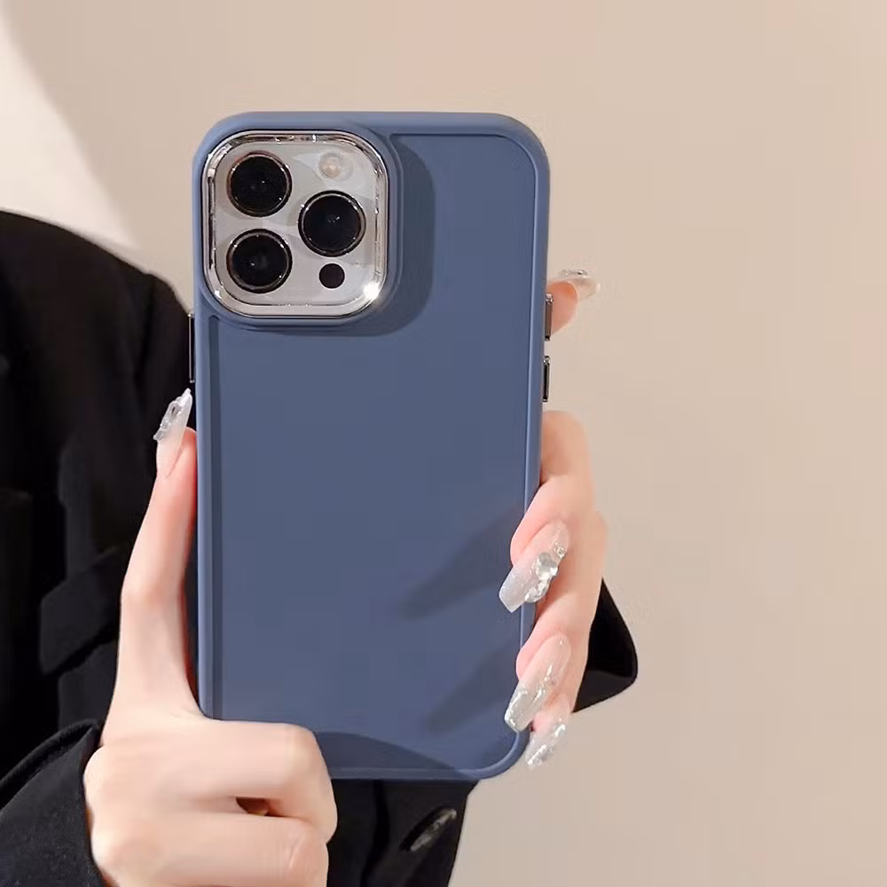 Electroplated Lens Apple Phone Case Soft Silicone Simple Solid Color