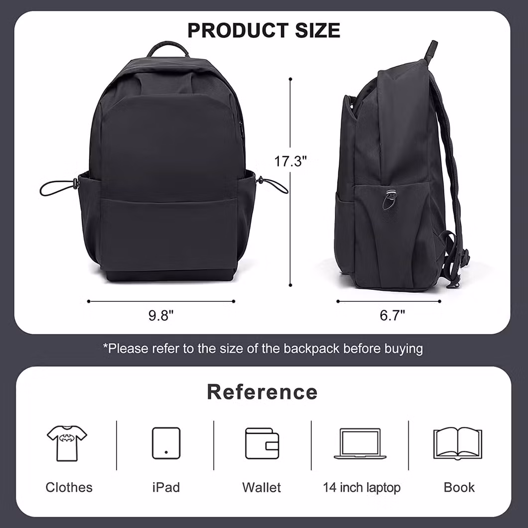 Popular High Quality Business Waterproof Large Capacity Black Simple Laptop Student Backpack