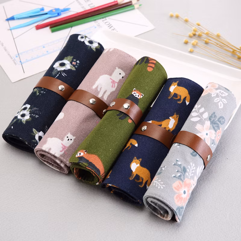 Small Fresh Creative Strappy Roller Single Layer Canvas Pencil Case
