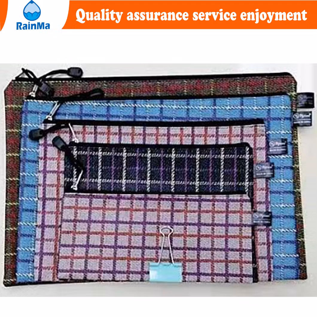 B4 A4 B5 A5 A6 Office School Leather Waterproof Zip Bag with Colorful Flowers Style