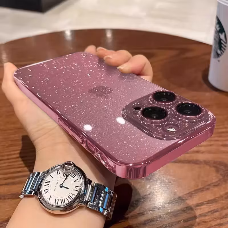 New Luxury Anti Dust Glitter Transparent CD Pattern Electroplating Lens Protection Cover for iPhone 13 14 15 16 PRO Max Mobile Phone Case