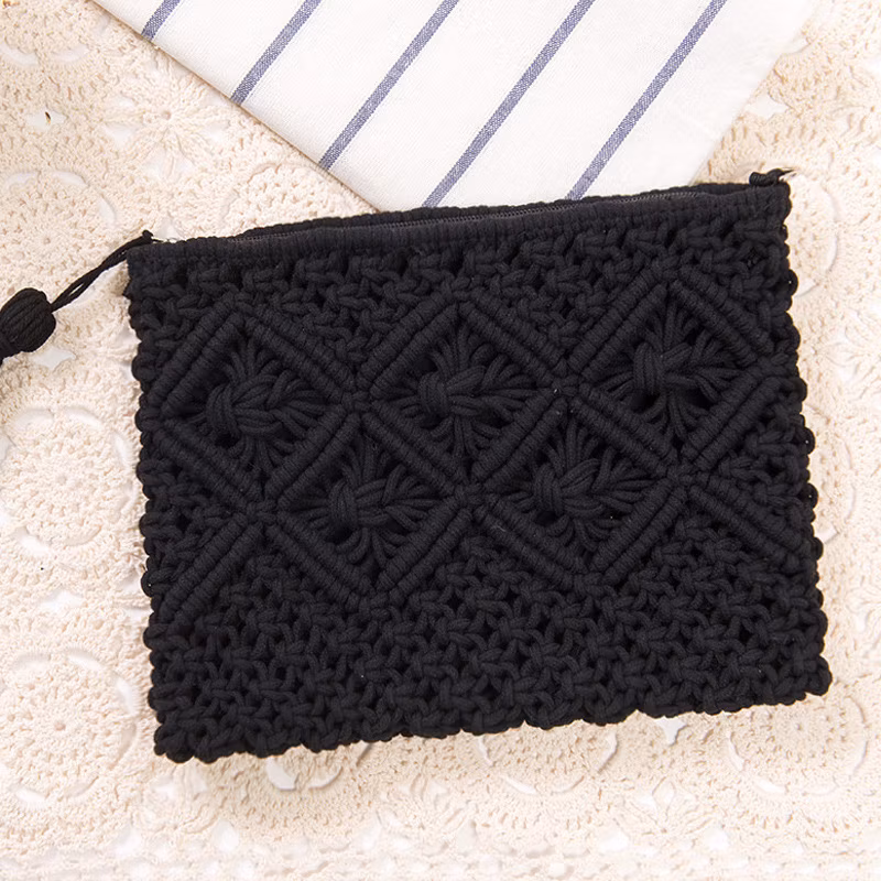 Women Summer Straw Large Tote Bag Beach Casual Shoulder Bag Handmade Square Storage Bag