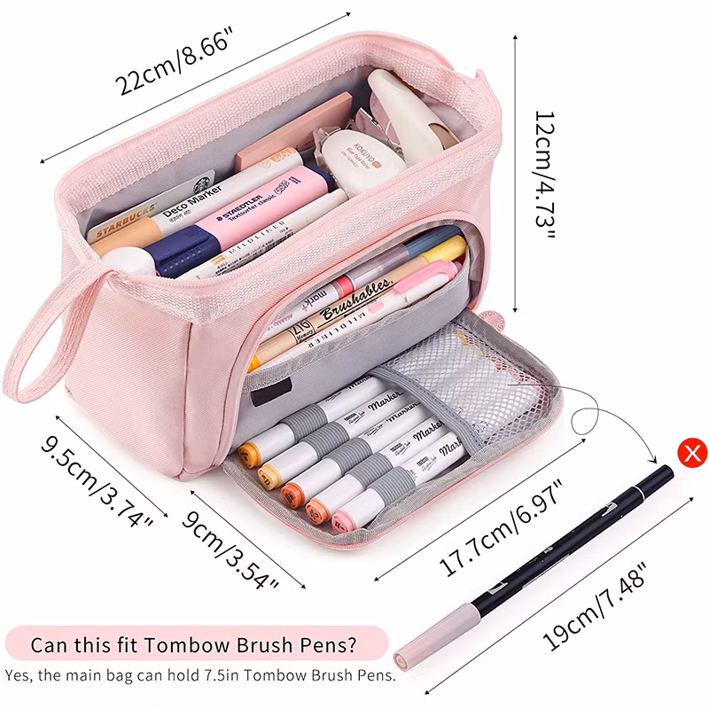 Large Capacity Clear Cute Kids Cute Handheld Canvas Pencil Bag