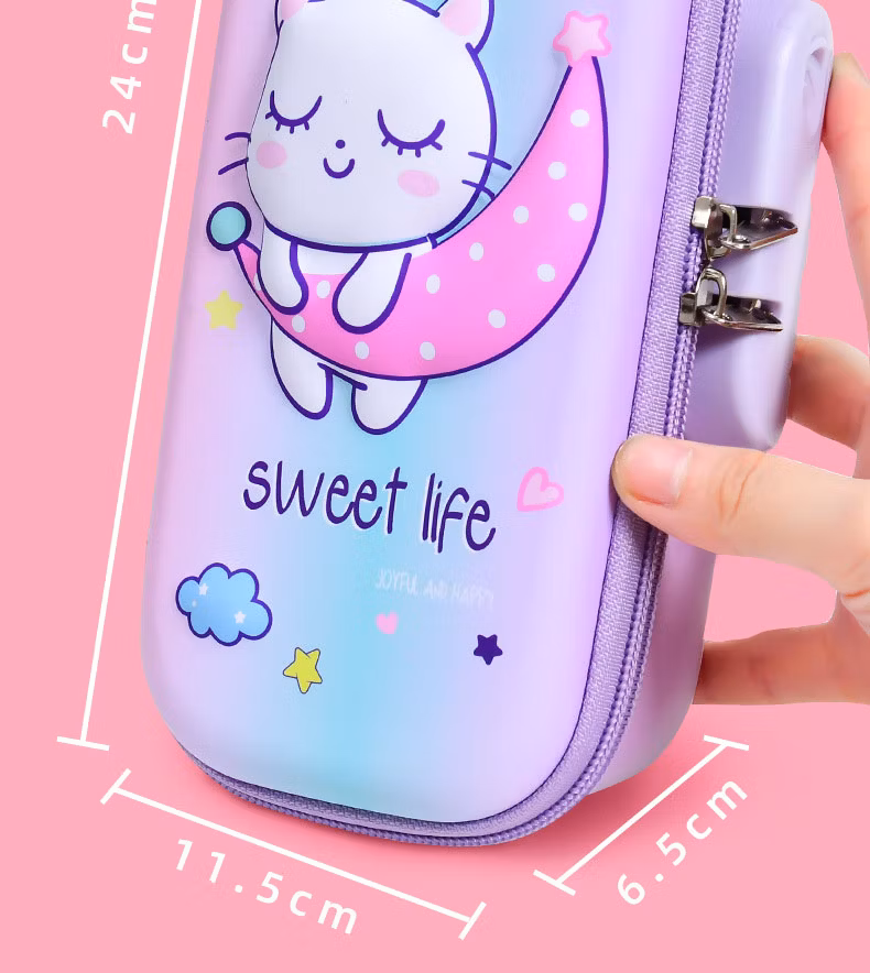 EVA Office Primary School Students Stationery Advertising Promotion Gift Children Kids Pen Pencil Pouch Bag Box Case with Password Lock