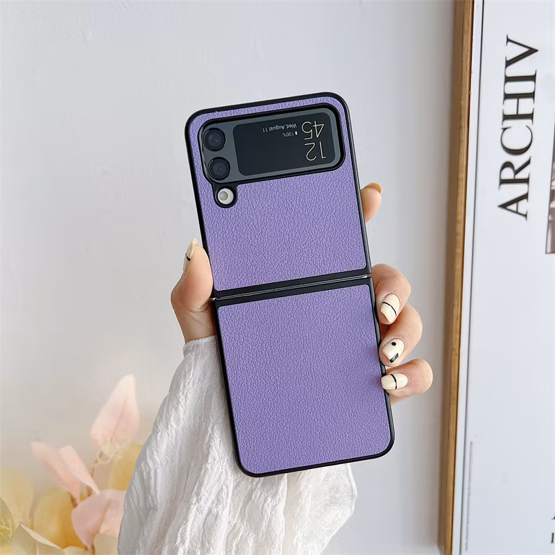 Fashion Folding Mobile Phone Case Solid Color for Samsung Galaxy Zflip3 Zflip4
