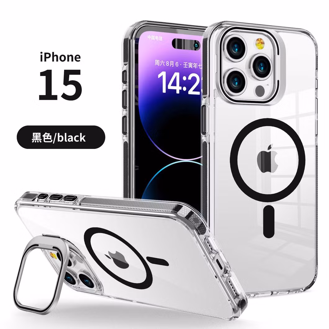 Strong Magnetic Mobile Phone Case Metal Invisible Mirror Frame Bracket Transparent Case Suitable for iPhone16 Mobile Phone Case