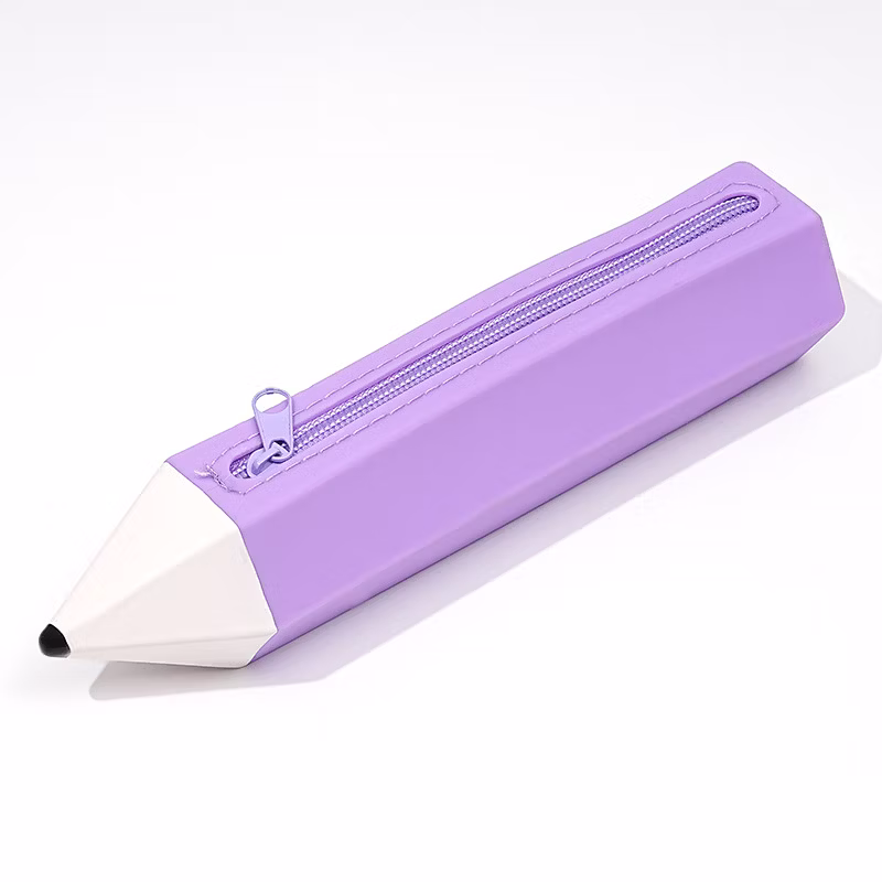 Stylish Silicone Pencil Case for Students - Zippered Stationery Bag