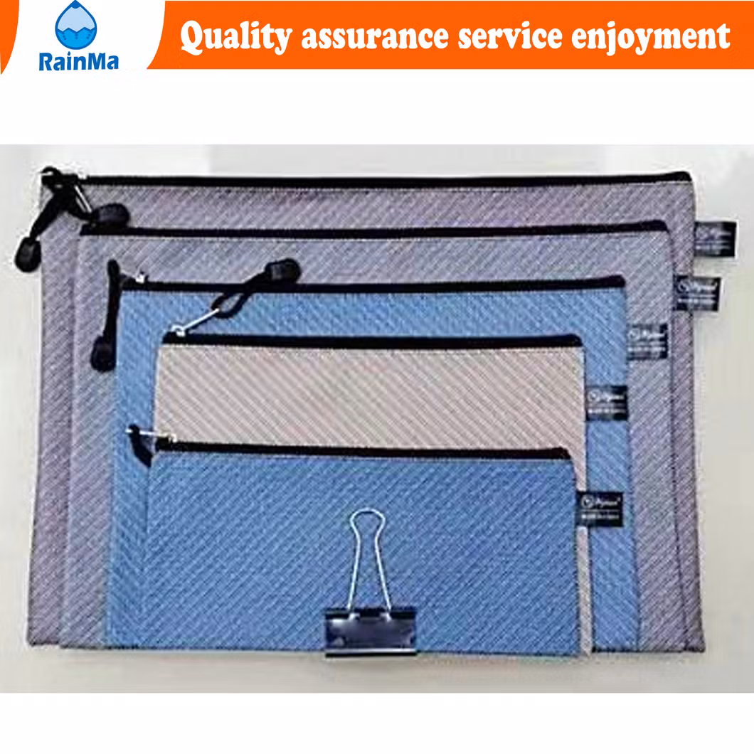 B4 A4 B5 A5 A6 Office School Leather Waterproof Zip Bag with Colorful Flowers Style