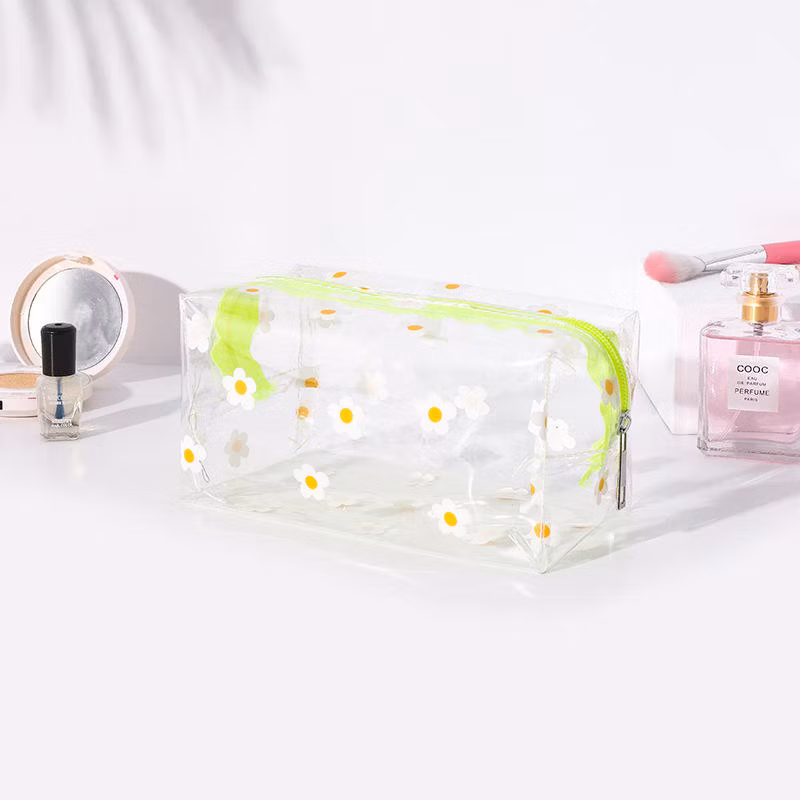 Custom Simple Flocking Care Bag Creative Mesh Design Portable Storage Girls Toiletry Bag Pencil Bag