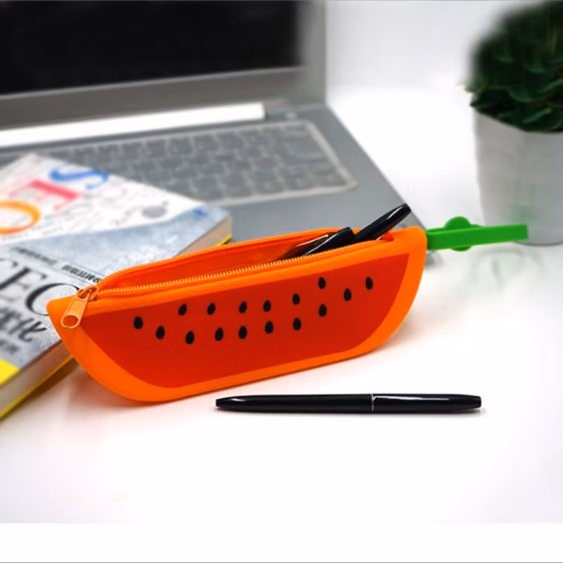 Creative Watermelon Fruit Silicone Large Capacity Zipper Storage Pencil Case Pencil Case