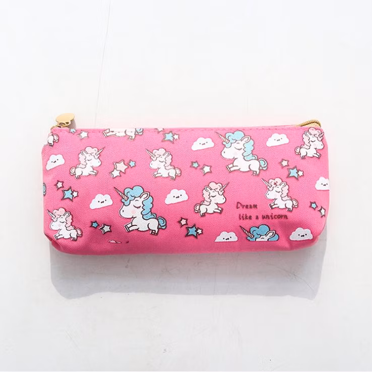 Cartoon Children Stationery Bag Cute Kawaii Zipper Canvas Pencil Case Unicorn