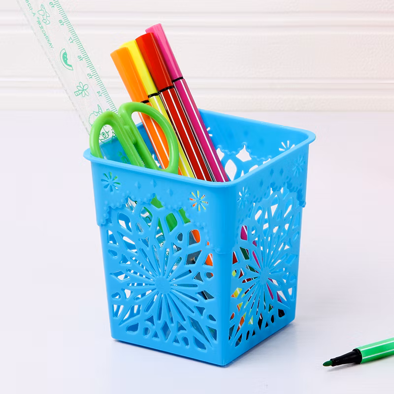 Cute Plastic Hollow Floral Design Colorful Pencil Holder, Pen Holder, Pencil Cup