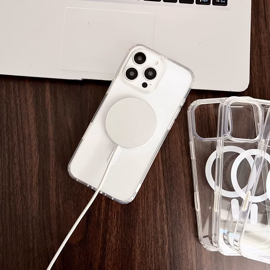 Support Magsafe Charging with Touch Button Transparent Magnetic Phone Case for iPhone 16 for iPhone 16 Plus