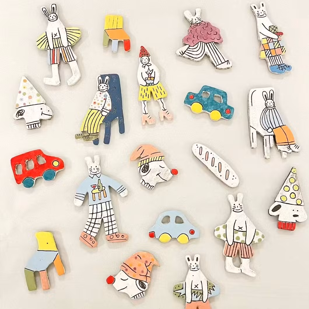 Handcrafted Painted Creative Ceramic Porcelain Pottery Refrigerator Fridge Magnet for Home Decoration Gift