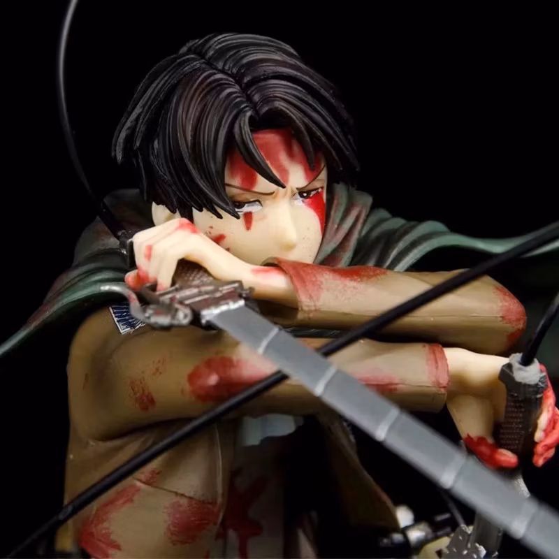 18cm Attack on Titan Battle Damage Levi Ackerman Battle Scene Classic Edition Anime Figure Cartoon-Character