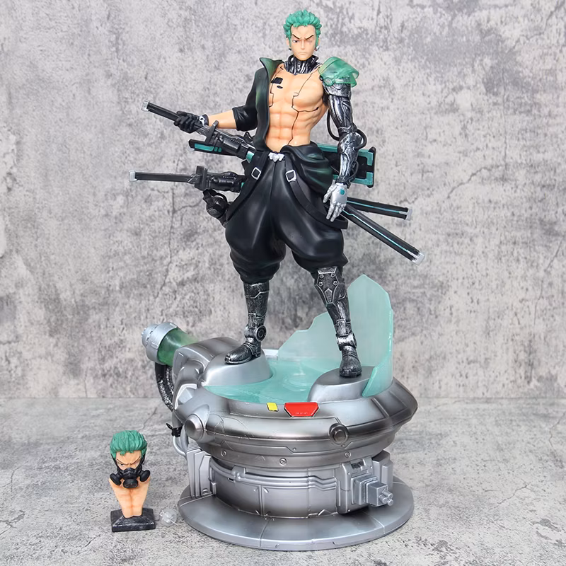 One Piece Anime Figure Cyberpunk Zoro Pendant Statue Can Be Illuminated Model Gift Hunter Model Cartoon-Character