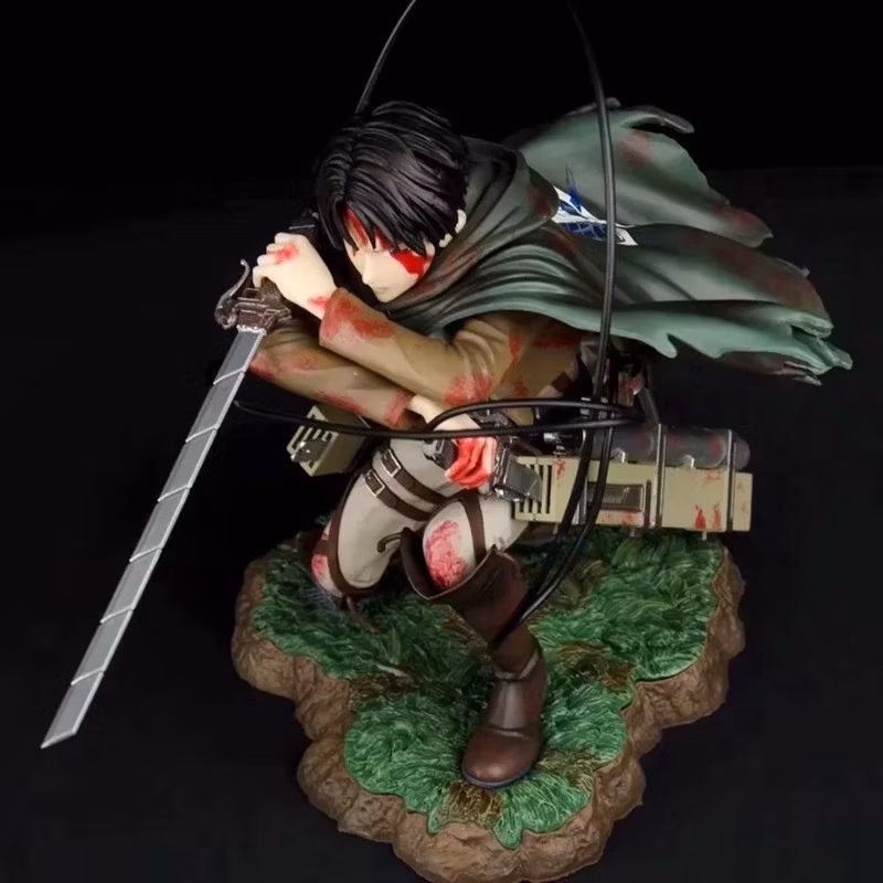 18cm Attack on Titan Battle Damage Levi Ackerman Battle Scene Classic Edition Anime Figure Cartoon-Character