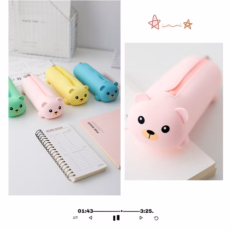 Discount Creative Silicone Three-Dimensional Pencil Bags Animal Shape Large-Capacity Cute Pen Bag