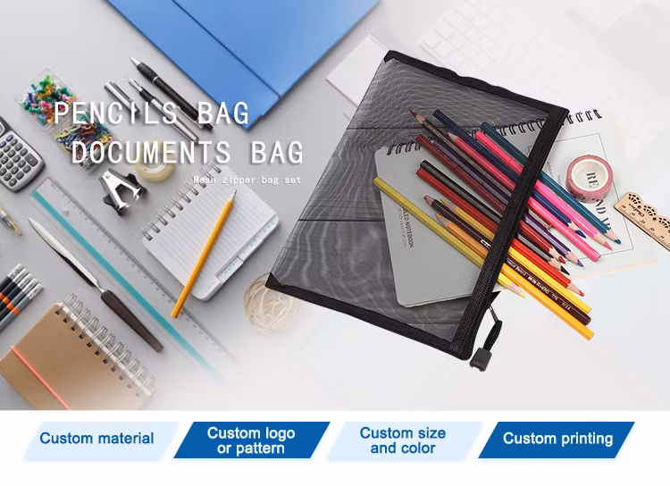Colorful Promotional Gift Makeup Brushes Storage Zipper Mesh Pencil Bag