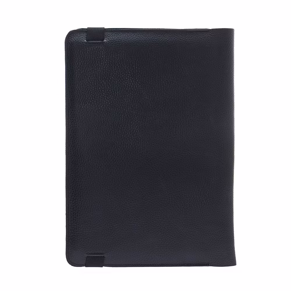 Daily Portable Portfolio Folder Black Leather Tablet Cover Multi-Functional Tablet Case