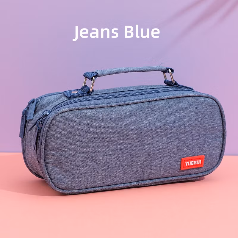 Jeans Blue Oxford Cloth Pencil Bag Colourful Large Storage Pencil Case Pen Bag with Zipper Big Capacity Pouch Organizer