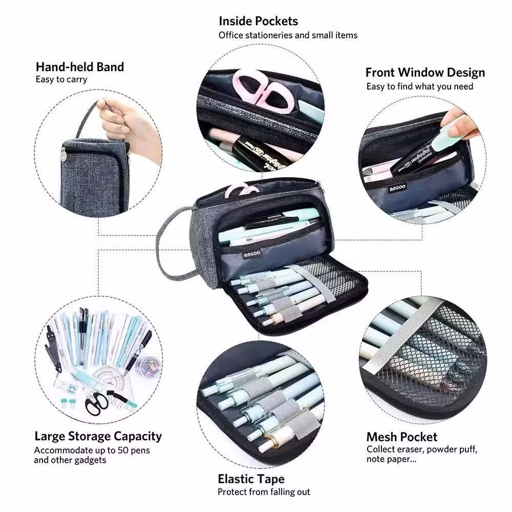 Best Selling Large Capacity Colored Storage Pouch Pencil Case for High School