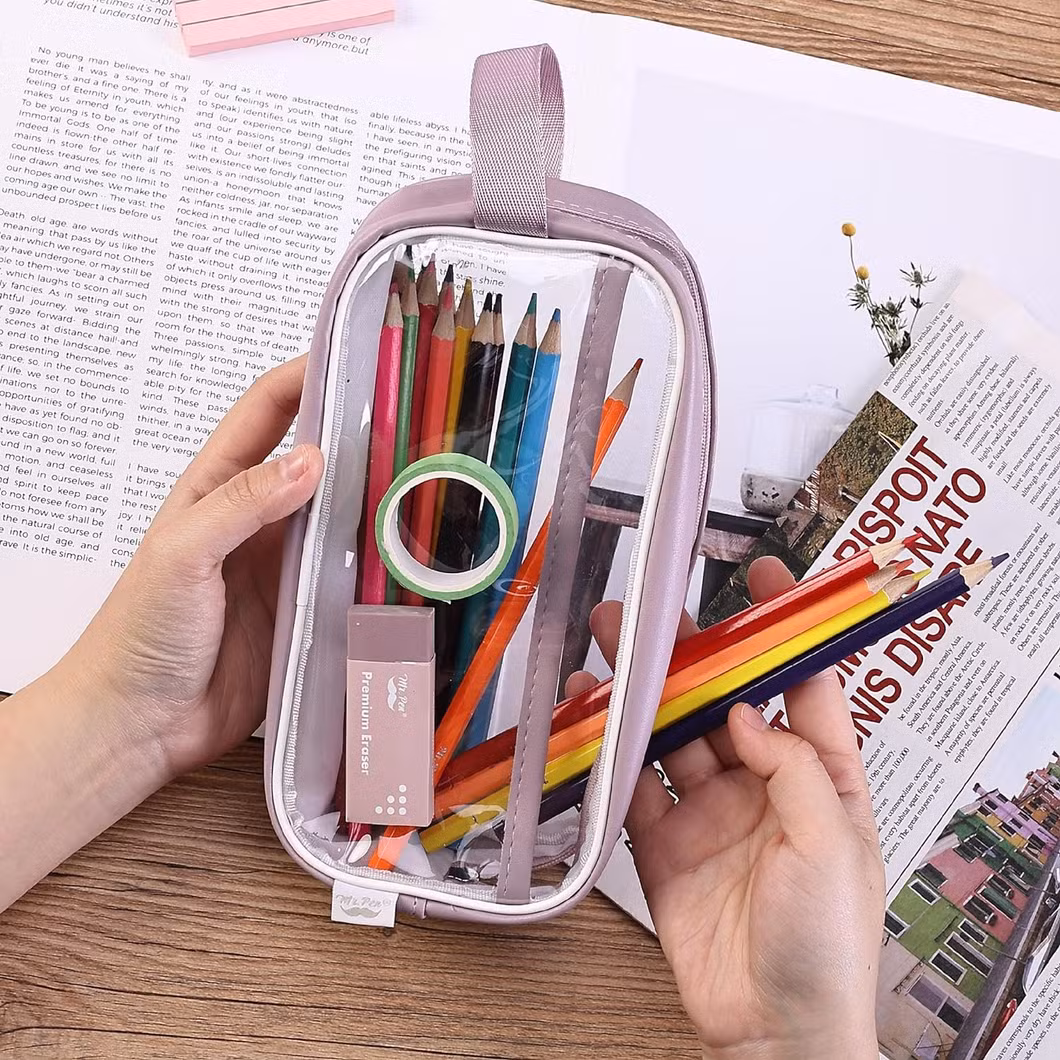 Mr. Pen- Clear Pencil Pouch, Pink, Clear Pencil Case, Clear Pouch, Clear Makeup Pouch, Adults & Kids Pencil Pouch, Pencil Cases
