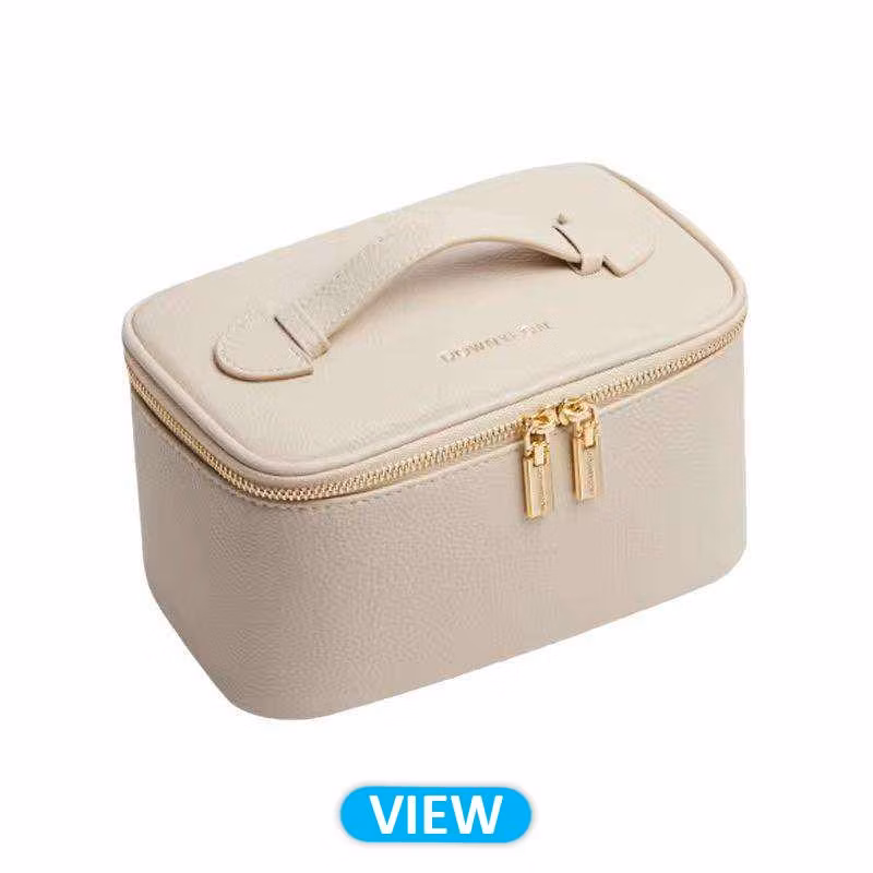 Letter Patch Clear Bag Preppy Multi-Purpose Large Travel PVC&Nylon Clear Makeup Toiletry Storage Zipper Pouch Bag with Handles