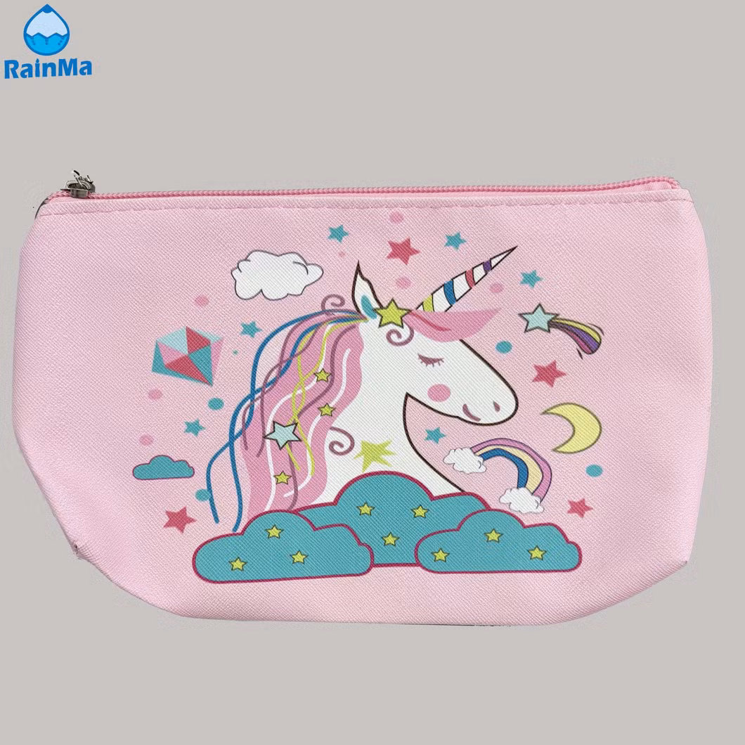 PU Flower Color Zipper Pen Pouch Bag for School and Office
