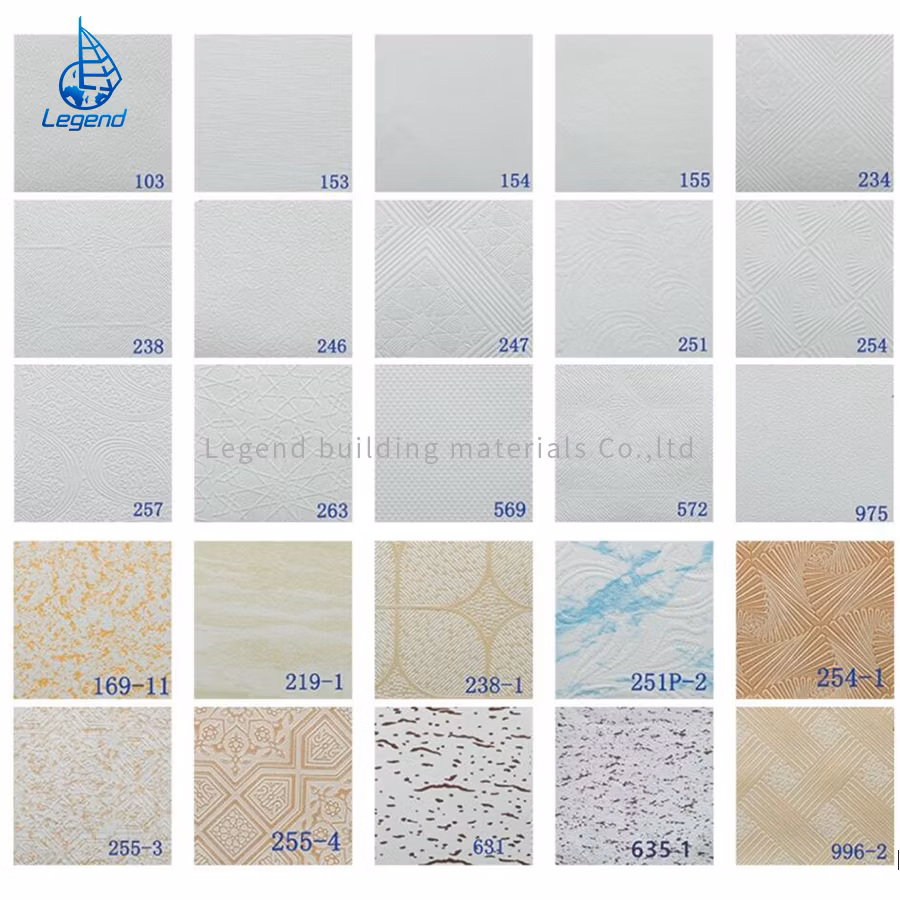Distributor 603X603mm PVC Laminated Vinyl Coated Gypsum Ceiling Tiles for Hotel Decoration