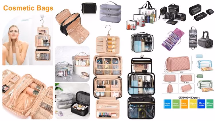 Clear PVC Waterproof Hanging Cosmetic Bag for Travel Makeup Storage Wholesale