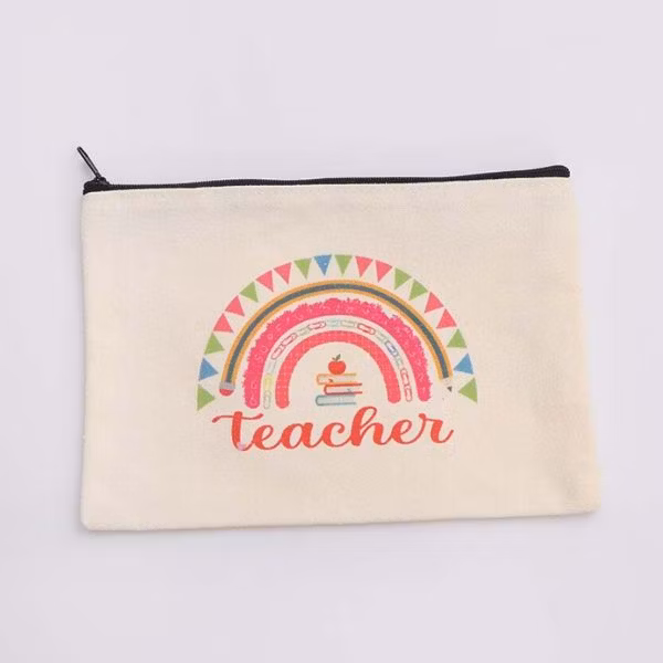 Canvas Pencil Bag Cotton Pencil Zipper Pouch Custom Logo Wholesale