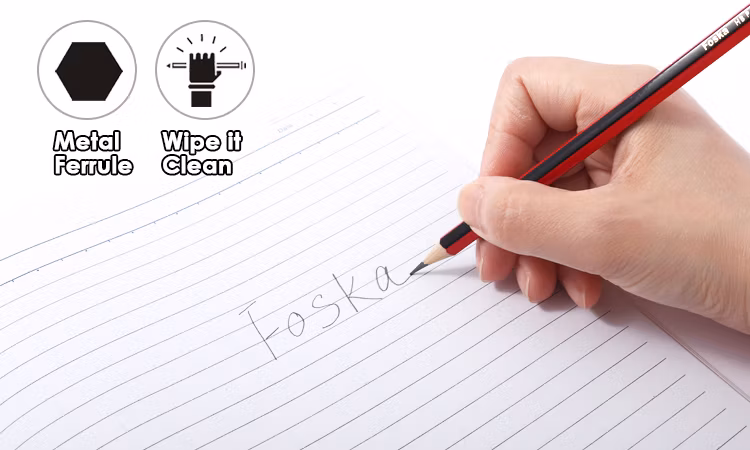 Foska 31 Years Factory School Stationery Blue & Red Glossy Surface Wood-Case Designs Pre-Sharpened Pencils with Eraser Top