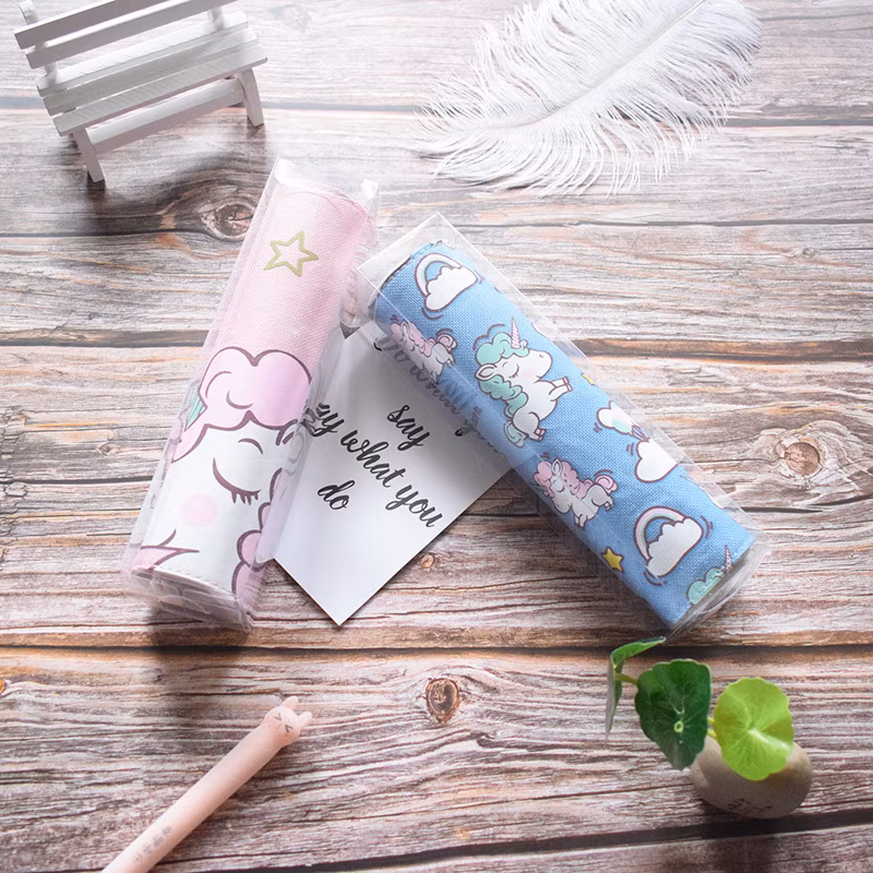 Promotional Zipper Kawaii Circular Pencil Bag Pencil Case for Office