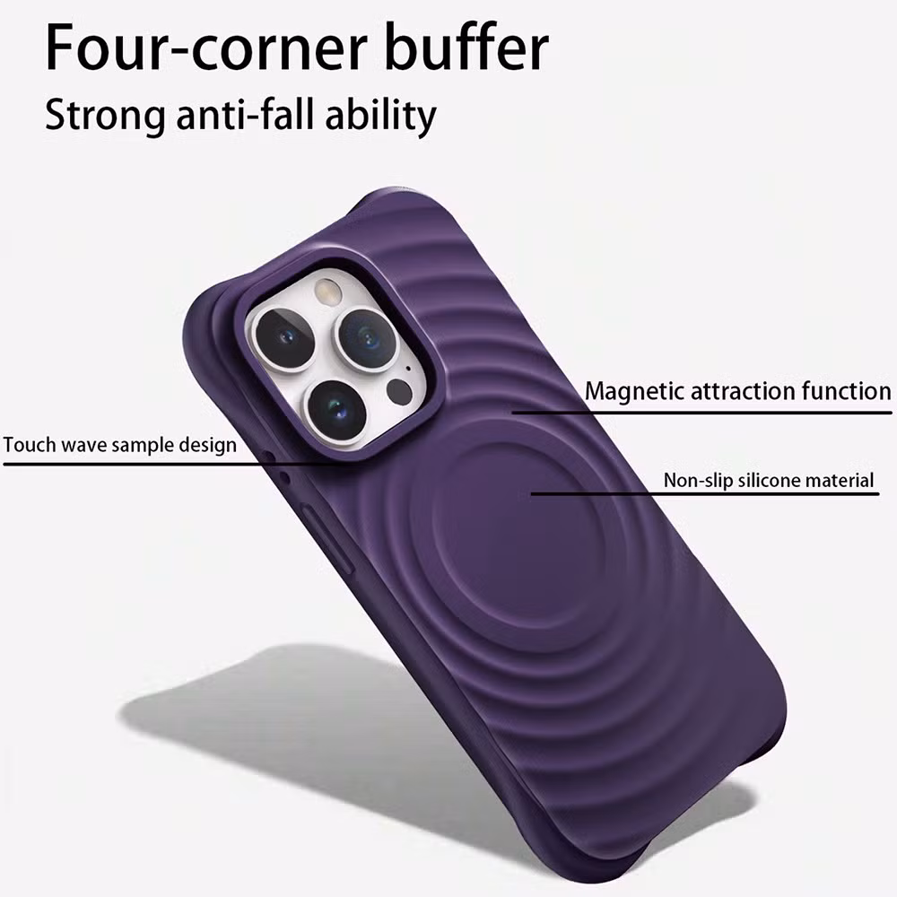 3D Wave Satin Ruffle Pattern Phone Case for iPhone 15 PRO Max Magnetic Solid Cover