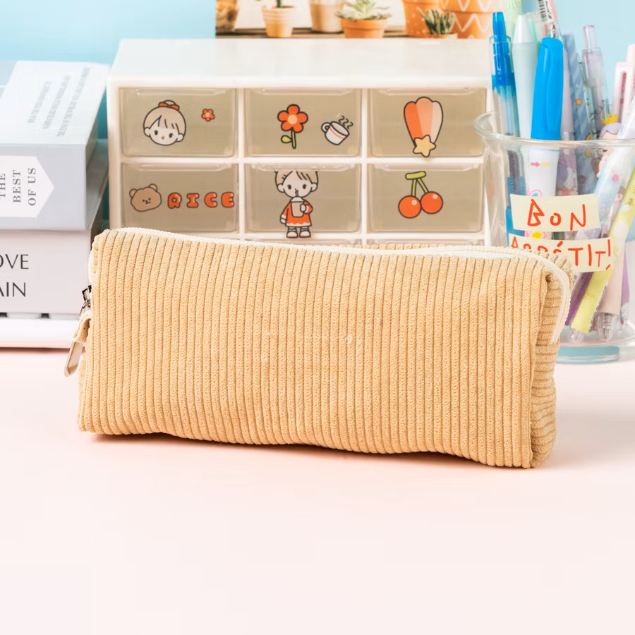 Stylish Corduroy Pencil Case Bag for Artists and Students
