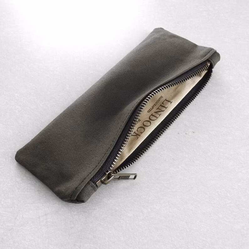 Durable Blank Small Gift Dust Storage Waterproof Waxed Canvas Zipper Pencil Case