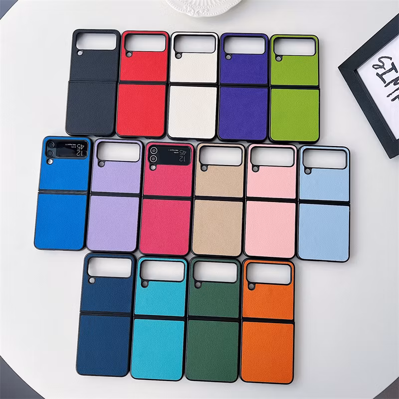 Fashion Folding Mobile Phone Case Solid Color for Samsung Galaxy Zflip3 Zflip4