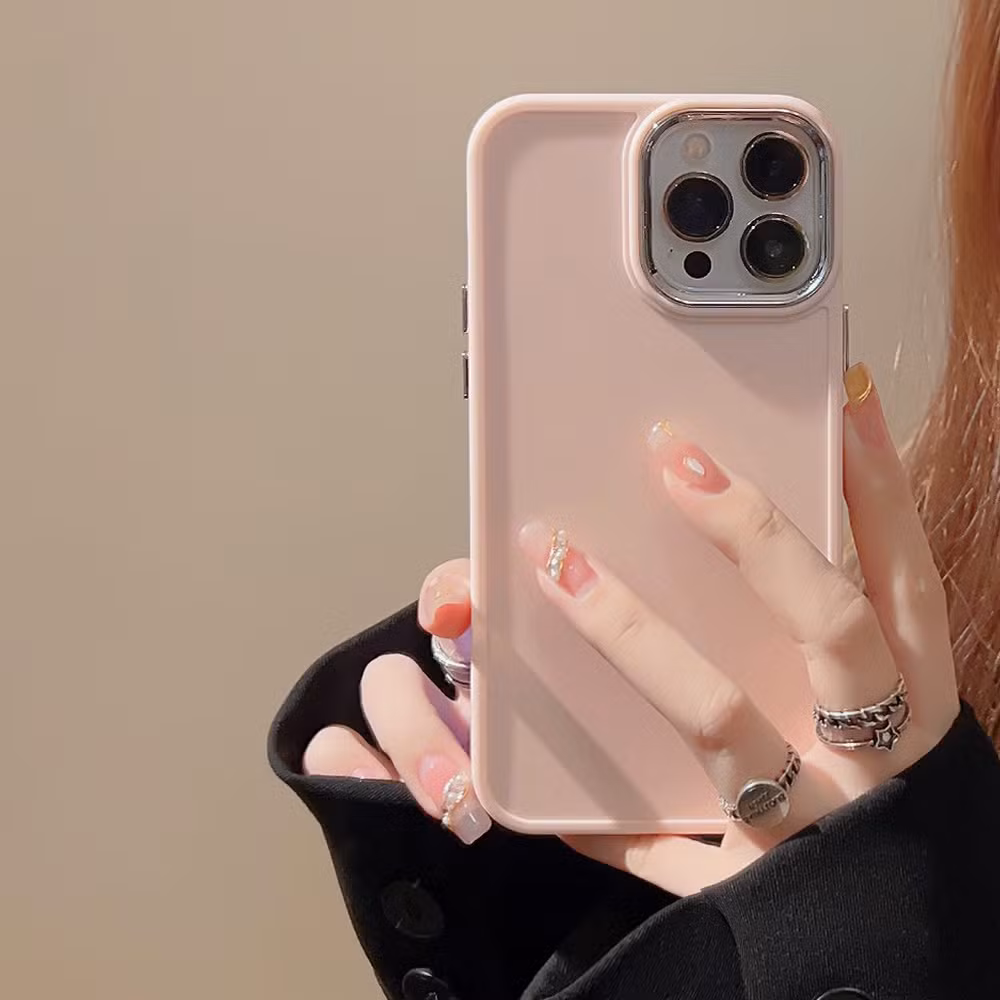 Electroplated Lens Apple Phone Case Soft Silicone Simple Solid Color